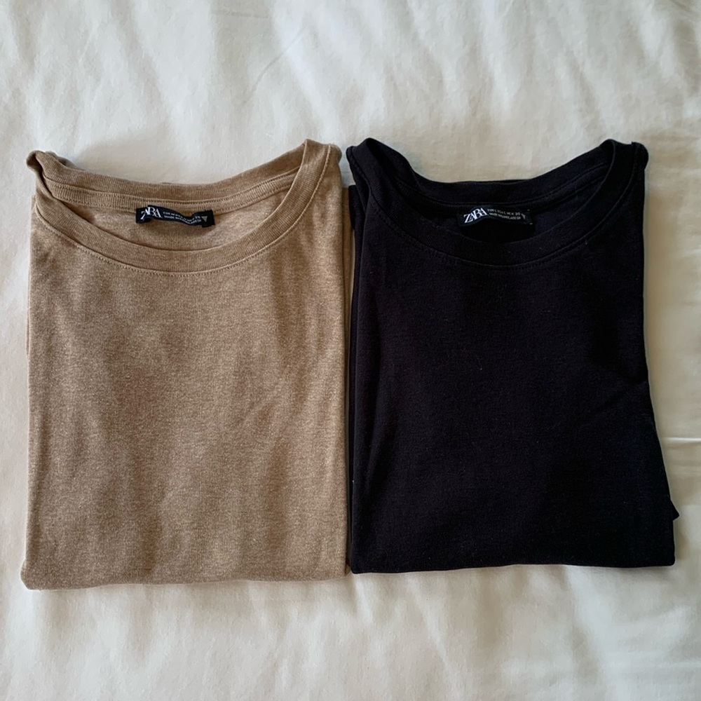 Zara Tees, women’s size medium, black and tan